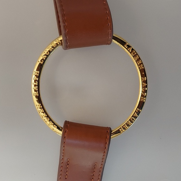 LAUREN Ralph Lauren Brown Faux Leather Belt with Goldtone Ring Detail Size 4 - Picture 3 of 15